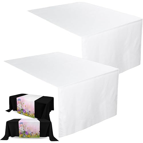Breling 2 Pcs Sublimation Table Runners Blanks 24 x 72 Inch Polyester White Table Banner Heat Transfer Waterproof Tablecloth Runner for Birthday Wedding Party Baby Shower, Machine Washable