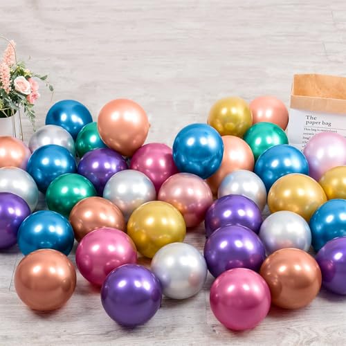 Image of Party Propz Multicolor Chrome Balloons For Decoration - Pack Of 25 Pcs Multicolor Balloons For Birthday | Balloons For Decoration | Birthday Decor (Latex)