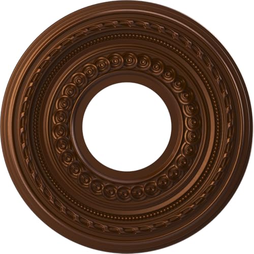 Ekena Millwork CMP10COCDC Cole Thermoformed PVC Ceiling Medallion (Fits Canopies up to 4 1/4"), 10"OD x 3 1/2"ID x 3/4"P, Metallic Dark Copper