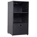 Outsunny Outdoor Towel Storage Valet Holder, Poolside Rattan Organzier Cabinet for Space Saving Design, Espresso