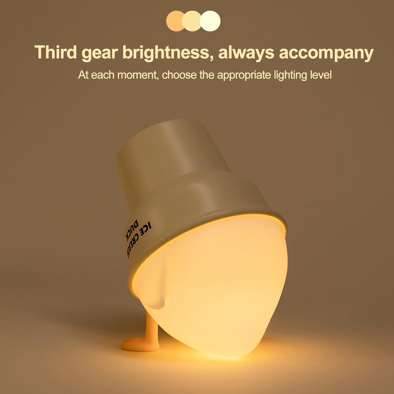 Marys - Luz nocturna con forma de helado, pato para niños, LED táctil, recargable de 1200 mAh, iluminación suave, lámpara decorativa y de noche amarilla