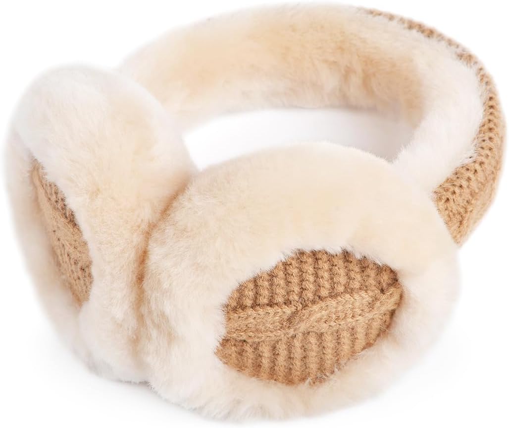 Harssidanzar Women's Winter Sheepskin Earmuffs - Foldable Outdoor Earwarmer HL303US - Image 4