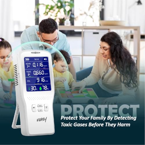 Image of 8 in 1 Air Quality Monitor AQI CO2 TVOC HCHO Temperature Humidity Portable Indoor Outdoor Detector Alarm Device