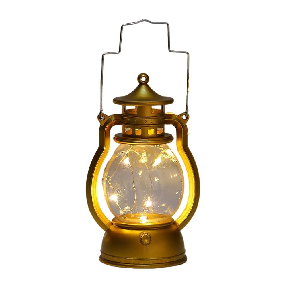Vintage Lantern Battery Operated LED Lantern Outdoor Camp Light Retro Hanging Lantern Oil Lamp for Hiking, Fishing, Camping
