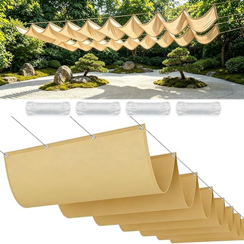 Voile ombrage imperméable protégeant à 98% des UV bâche résistante jaune sable - 2