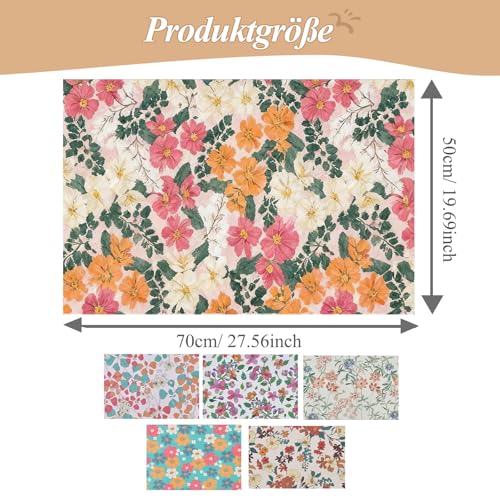 6 Blatt Blumen Geschenkpapier, Buntes Geschenk Papier mit Blumenmotiv, Geschenk Papier, Kunstdruckpapier für Hochzeiten, Geburtstage, Brautpartys und Teepartys, 50x70cm