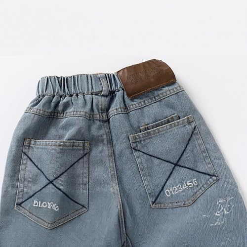 Boys Denim Pants Elastic Waist Casual Outdoor Trousers for Kids Comfortable Everyday Wear Perfect for School and4