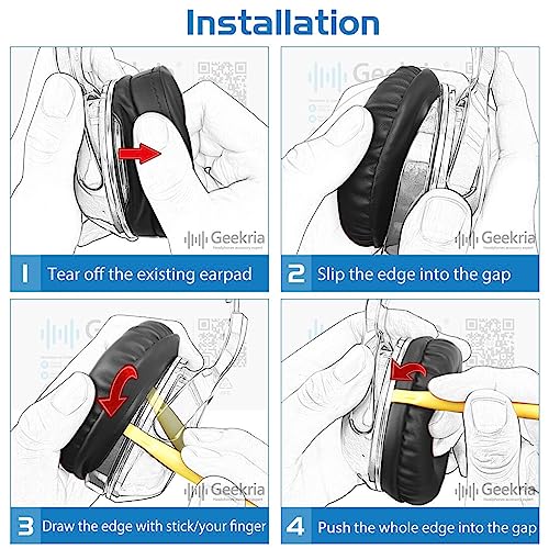 Image of Geekria Replacement Ear Pads Compatible with Sennheiser Urbanite XL Over-Ear Headphones Ear Cushions, Repair Parts (Black)