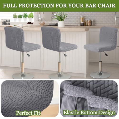 Image of FUANGUI Bar Stool Covers Set of 2, Stretch Bar Stool Chair Cover Slipcovers, Knitted Jacquard Counter Stool Bar Chair Covers for Kitchen Pub Dining Room (Knitted Grey)