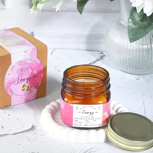 Welburn Veda&Co® Scented Wax Candle - Energy | Aromatherapy Jar Candle for Home Decor | Enhance Your Mood | Enhance Your Space with Soothing Scents (35 Hours Burn Time, 141gm),