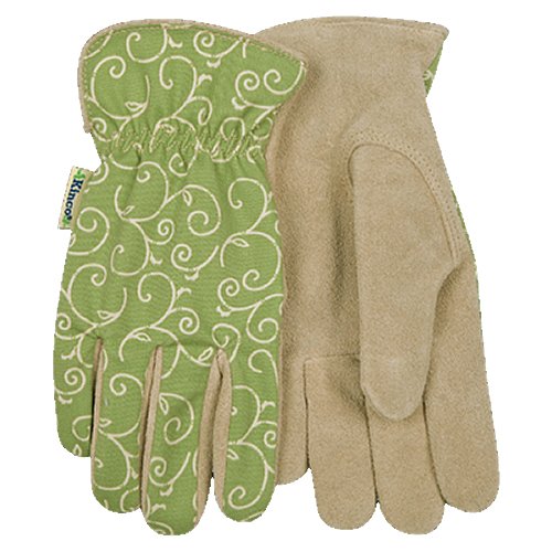 KINCO 55WS Women's Unlined Cowhide Leather Gloves, Vine Pattern, Small