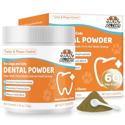 Image of Dog Teeth Cleaning Powder - Natural Dog Dental Powder -Gentle Dog Breath Freshener, Dog Plaque and Tartar Remover, Vet Formulated No Sodium Hexametaphosphate- 60 Scoops, 4.23oz (120g)