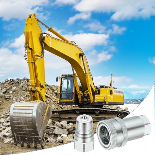 Image of PATIKIL 3 /4 inch NPT ISO-A Hydraulic Quick Disconnect Coupling, 1 Set Flat Face Hydraulic Quick Connect Coupler with Dust Caps Quick Release Coupling Set