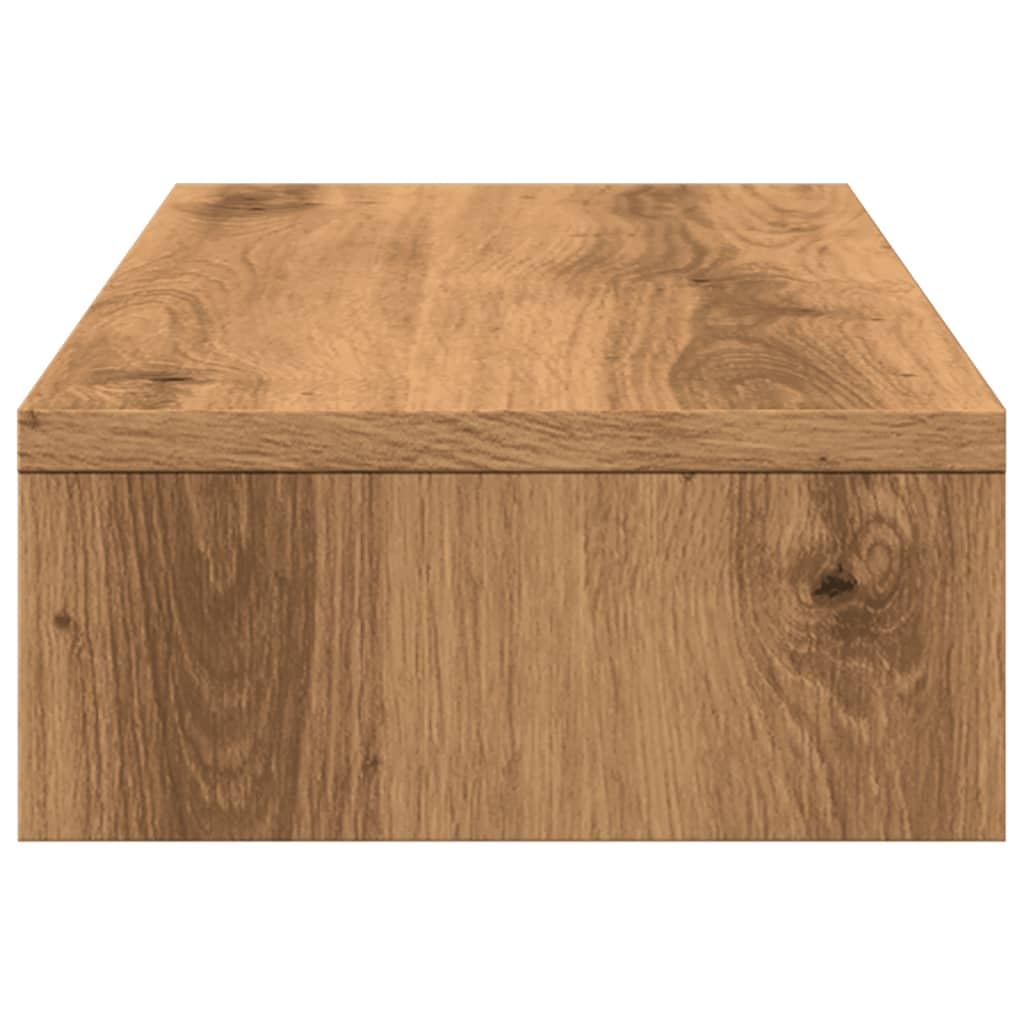 Supporto per monitor regolabile in rovere Artisan, 60 x 24 x 10,5 cm, in legno, per due monitor, altezza regolabile, organizer da scrivania per ufficio, home office e gaming