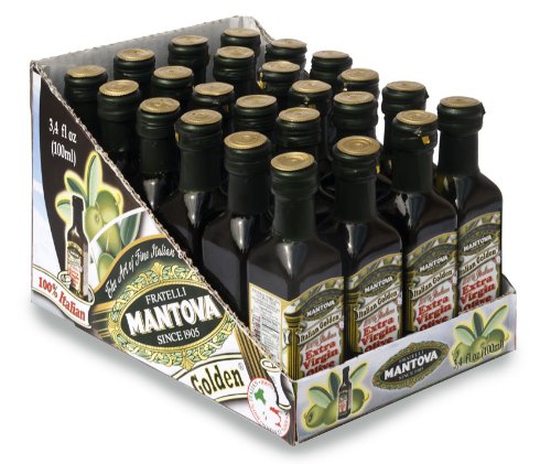 Mantova Aceite de oliva virgen extra dorado italiano, botellas de 3.4 onzas (paquete de 24)