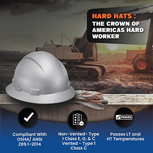 Acerpal Full Brim Non-Vented Ice Cube Platinum Carbon Fiber Design Matte Finish OSHA Hard Hat with 6-Point Suspension