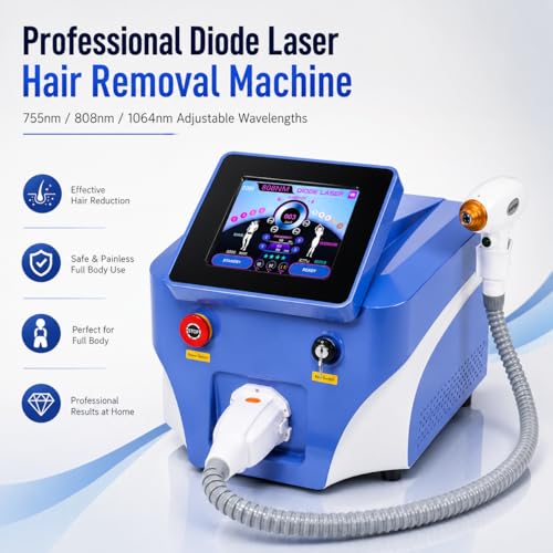 Macchina professionale di depilazione del laser a diodi a lunghezza d'onda, raffreddamento a zaffiro freddo 100J/cm2, riduzione permanente dei capelli del corpo per uso domestico, 755/808/1064nm per t