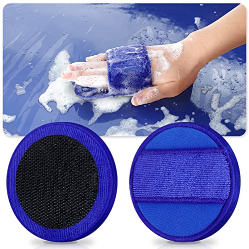 2 Pieces Synthetic Clay Bar 4.72 Inch Clay Bar Pad Round Clay Pad Nano Clay Bar Disc Wipe Foam Pad Polisher Pad with Strap for Car Detailing Auto Detailing Tool, Blue