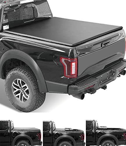 Lyon Cover 5.5ft 67.1 inch Soft Tri-Fold Bed for 2015-2021 F-150 Tonneau Truck Bed Cover | LED Lamp | 3 Years Warranty |