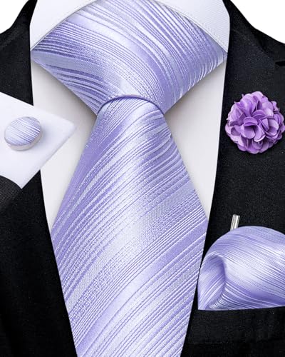 Image of DiBanGu Mens Zipper Tie Silk Pre-Tied Necktie with Gift Box | Jacquard Woven,Paisley Solid Plaid Pattern,6PCS with Pocket Square,Cufflinks and Lapel Pin,for Wedding Party Formal Business