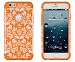 iPhone 6, DandyCase 2in1 Hybrid High Impact Hard Orange & White Flower Pattern + Silicone Case Cover for Apple iPhone 6 (4.7" screen) + DandyCase Screen Cleaner