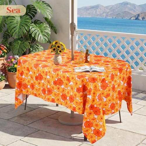 Eternal Beauty 60''X84” Rectangle Tablecloth Waterproof Outdoor Tablecloth with Umbrella Hole Zipper for Patio Spring Summer Picnic Tables (Sunflower) by Eternal Beauty - Image 6