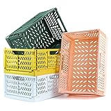 4PCS Caisse Pliante Ultra-résistante Légère Panier de Rangement Panier Pliant Panier Mini paniers en Plastique paniers de Stockage Pliable Organisateur Creux de Stockage empilement Caisse