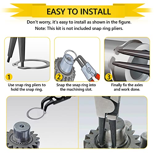 Snap Ring Shop Assortment, 325Pcs Retaining Ring Set 15 Sizes 304 Stainless Steel External Circlip Snap Retaining Clip Ring Assortment Kit- Secure Parts On Grooved Shafts, Pins, Studs #TOP5