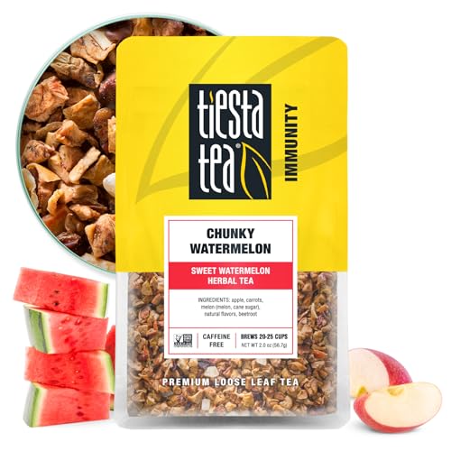 Image of Tiesta Tea - Chunky Watermelon, Loose Leaf, Sweet Watermelon Herbal Tea, Premium Non-Caffeinated Blend, Make Hot or Iced, Brews Up to 25 Cups, 2 Ounce Resealable Pouch