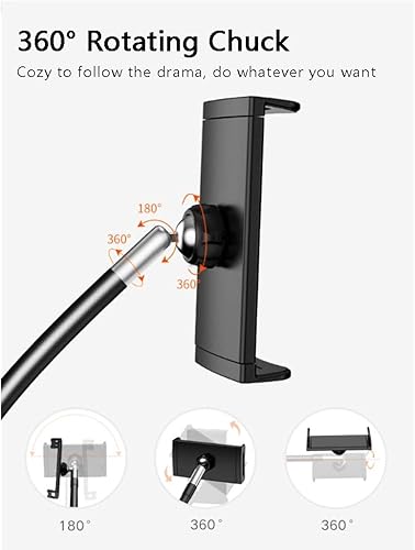 Miniatura 3 de Soporte de teléfono para cama con cuello de cisne, soporte para teléfono para escritorio, soporte flexible de brazo largo para cabecera, soporte de