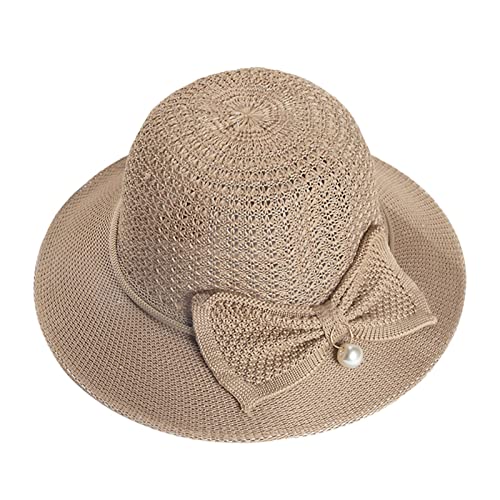 Generisch - Sombrero de pesca para bebé para mujer, para el sol y la piscina, con borde grande, de paja fina, transpirable, protección solar, sombrero de sol, sombrero de estanque, 5 productos, café,