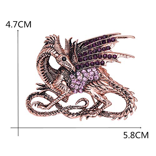 Medieval Dragon Crystal Rhinestone Animal Brooch pin decorative safety pins for clothing2