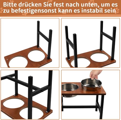 Erhöhter Hundenapf, Erhöhter Futternapf Hund, Eiserner Hundenapfhalter mit 2 Hundenäpfe aus Rostfreiem Stahl, Futterstation Hund für Mittlere Große Hunde