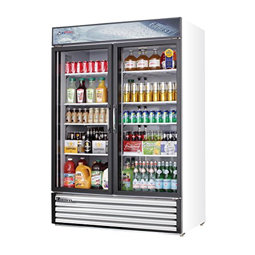 Everest Refrigeration EMSGR48B Reach-In Glass Door Merchandiser Refrigerator, two-section, 53-1/8