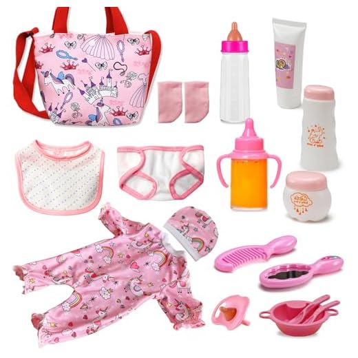 Toclsixz Accessoires de poupée pour poupée de bébé, accessoires de poupée avec vêtements de poupée, tétine de poupée, sac à langer pour poupée, cadeau pour fille