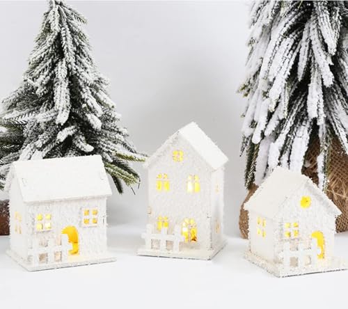 Weihnachtsdorf mit Beleuchtung 3 Stück, Weihnachtshaus Beleuchtet,...