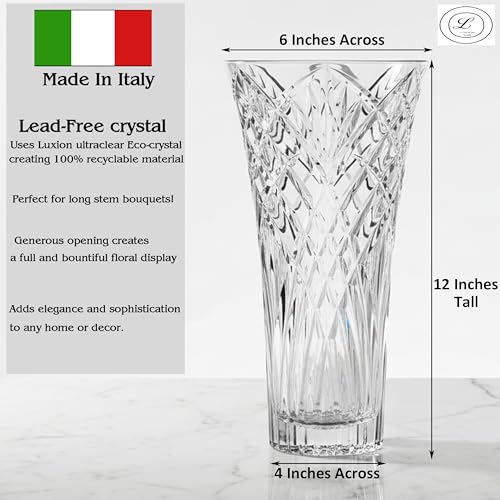Lorren Home Trends Flower Vase Melodia, Made In Italy. 12" Tall, 6" Opening - Image 2