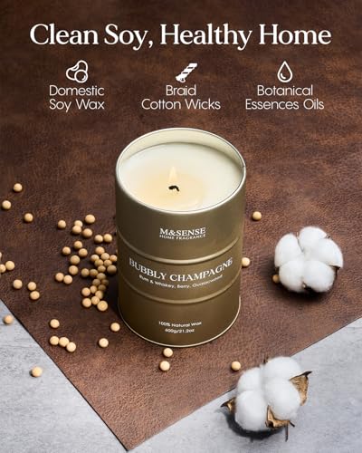 Image of M&SENSE Bubbly Champagne Large Candles for Home Scented, Candles Gifts for Women & Men, Natural Soy Candles, House Warming Gifts New Home, 120 Hours Long Burning, 21.2 oz