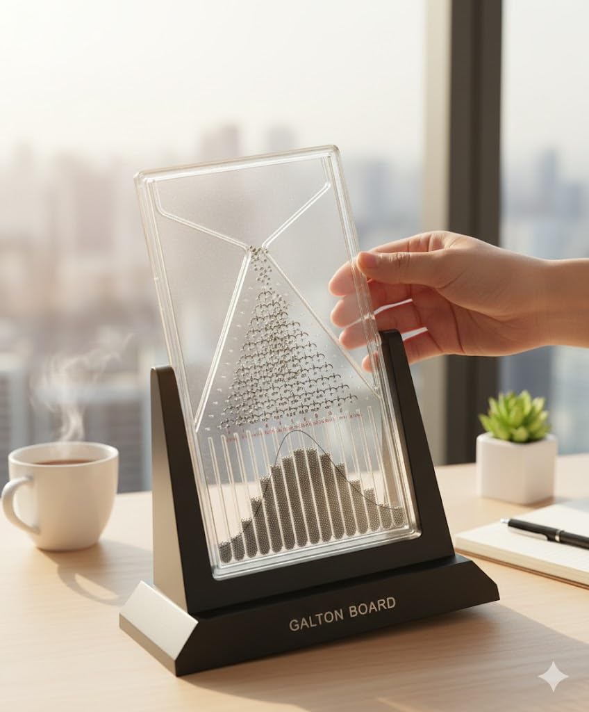 Galton Board Probability Demonstrator -12.6in Visualize Normal Distribution & Bell Curve Desktop Science Ornaments& Pascal’s Triangle Math Tool STEM Educational Gift for Teachers, Investors & Geeks