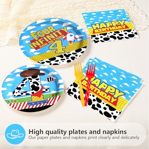 image for Greencian 96 Pcs Toy Cartoon Story 4th Birthday Decorations Reach Four