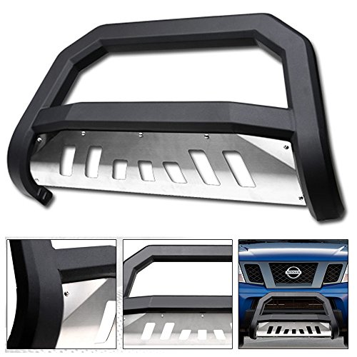 Vxmotor For 2005-2017 Nissan Frontier / 2005-2015 Xterra ; 2005-2007 Pathfinder Suv Matte Black Avt Edge Bold Series Bull Bar Brush Push Front Bumper Grill Grille Guard With Ss Aluminum Skid Plate #TOP2