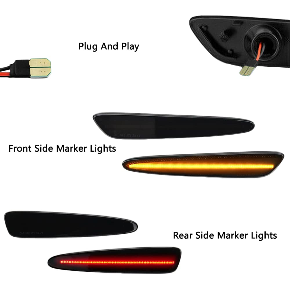 Riloer Feu de position latéral avant/arrière Compatible avec Chevrolet Corvette C6 2005-2013