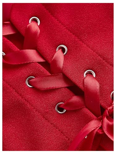 SHENHE Women's Bow Tie Lace Up Vintage Corset Bustier Backless Fitted Sleeveless Crop Tops3