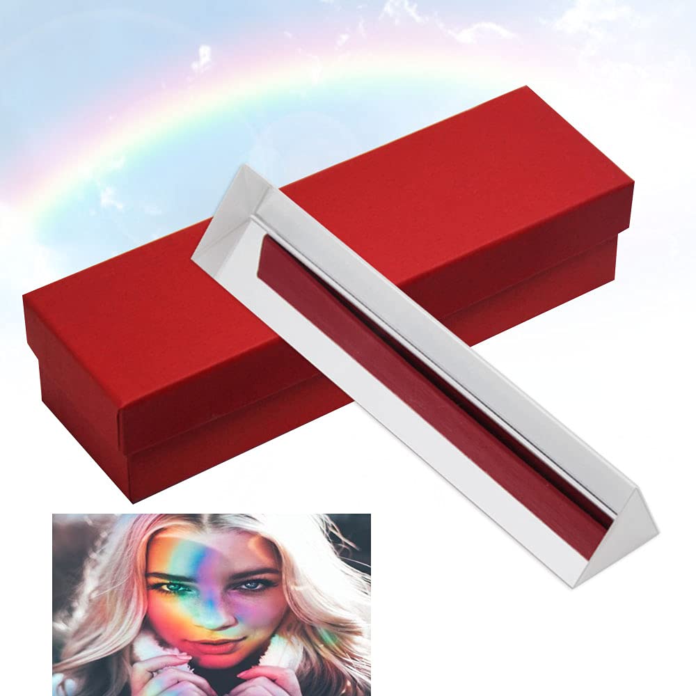 DIKEBAO Prisme en Verre Triangulaire Prisma Fotografia 15cm x 3cm x 3cm Prisma Cristal Fotografia Prisma Cristal Triangular Optico Prisma para Fotografía y Enseñanza del Espectro de Luz + Un Caja