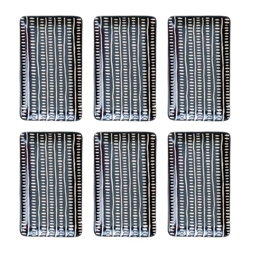 Image of Nestasia Ceramic Serving Platters Tray | 7 Inch Microwave & Dishwasher Safe Serveware for Snacks, Nashta, Tikkas, Kebabs, Starters, Buffet Appetizer (Set of 6, Black)