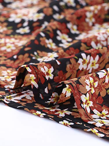 Allegra K Women's 2023 Floral Skirts Long Tiered Ruffle Boho Midi Skirt Xs-3Xl X-Small Black Red #TOP5