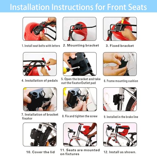 Grofyllaa Kids Bike Seat, Baby Bicycle Seat Bearing 50Kg Front Mounted Child Bike Seat With Handrail And Seatbelts For Children Aged 8 Months To 4 Years thumb #5