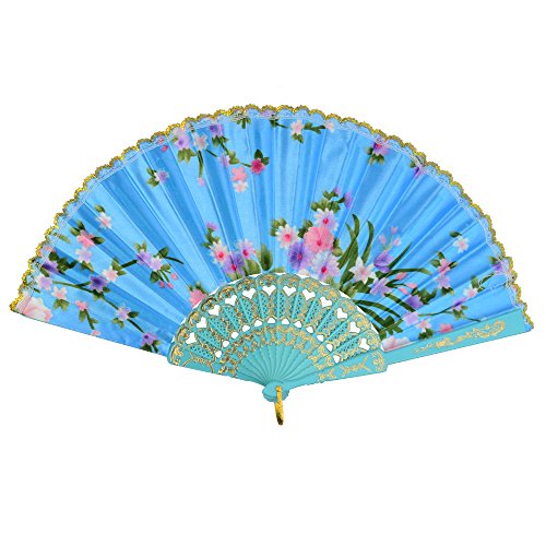 Miayon 10Pcs Floral Folding Hand Fan Vintage Retro Silk Handheld Fans Lace Folding Fan Wedding Dancing Church Party Gifts (Random Color) #TOP6