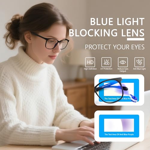 Image of Blue Light Blocking Glasses for Women Men, Square Thick Frame Anti Eyestrain & UV Glare JF6218