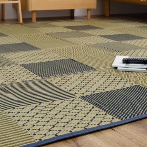 萩原 い草ラグ ウレタン12mm 裏貼り 穂まれ ブラック 約240×320cm 撥水 ふっくら ボリューム 厚手 滑り止め コンパクト収納